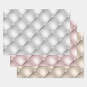 Feuille De Papier Cadeau Champagne au diamant en verre d'argent