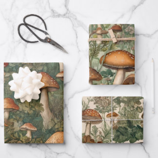 Feuille De Papier Cadeau Champignons Cottagecore