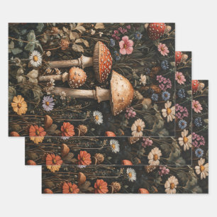 Feuille De Papier Cadeau Champignons Whimsical et découpage Fleur sauvage