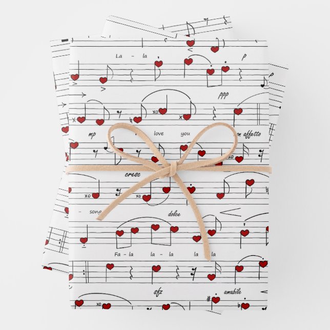 Feuille De Papier Cadeau Chanson d'amour Musique Cœurs Partition (En situation)