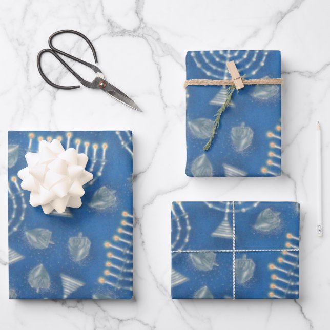 Feuille De Papier Cadeau Chanukah Chanukah (Recto)