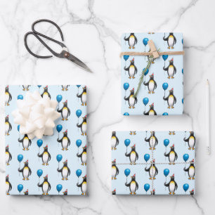 Feuille De Papier Cadeau Chapeau de fête ballon manchot