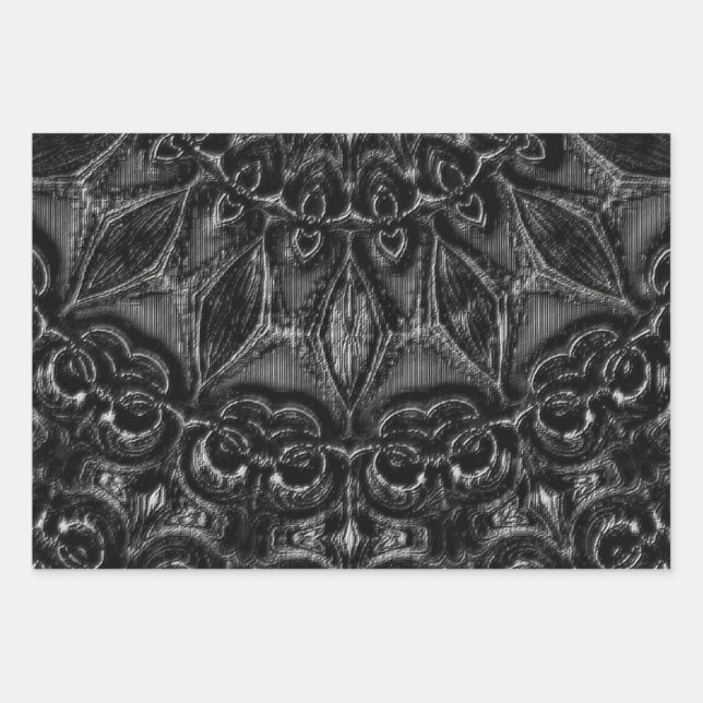 Feuille De Papier Cadeau Charcoal Mandala  (Devant)