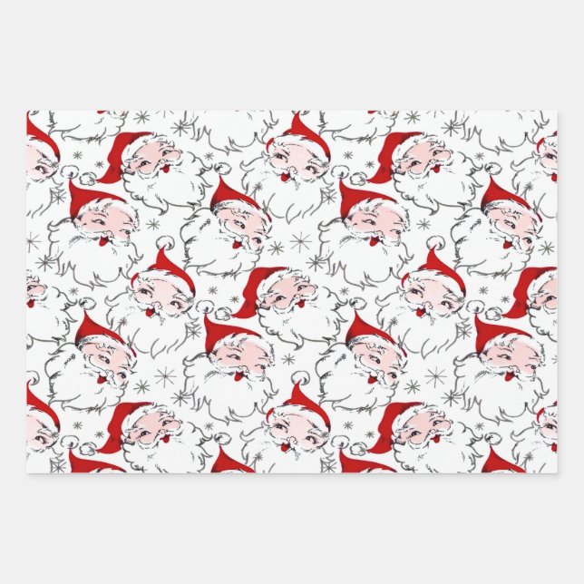 Feuille De Papier Cadeau Charges De Santas Rétro (Devant)