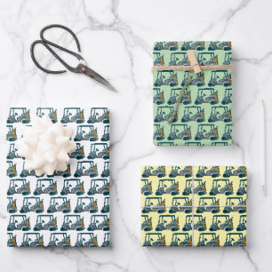 Feuille De Papier Cadeau Chariots de golf colorés #1