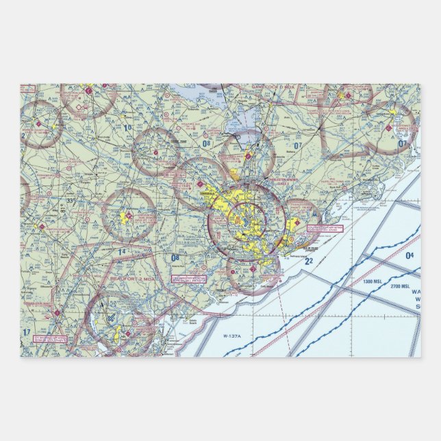 Feuille De Papier Cadeau Charleston Caroline du Sud - Carte aéronautique (Devant 3)