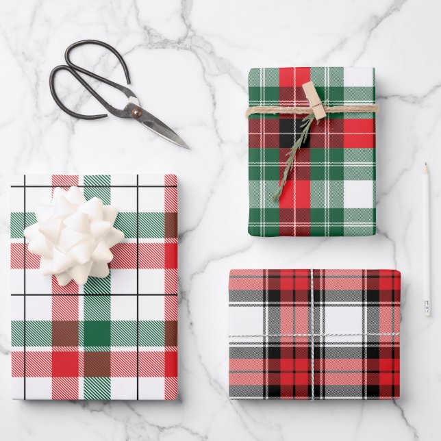 Feuille De Papier Cadeau Charme d'une ferme moderne Plaid classique de Noël (Recto)