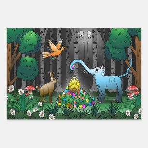 Feuille De Papier Cadeau Chasse aux oeufs de Pâques