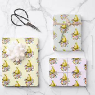 Feuille De Papier Cadeau Chasse aux oeufs de Pâques