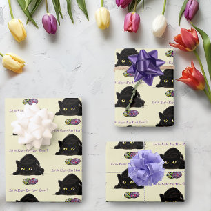 Feuille De Papier Cadeau Chasse aux oeufs de Pâques Chat amusant