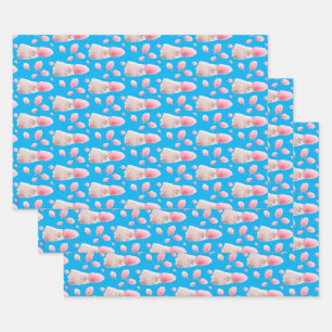 Feuille De Papier Cadeau Chat Avec Coton Candy Cheveux