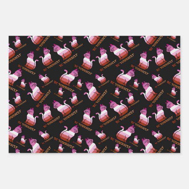 Feuille De Papier Cadeau Chat de fierté lesbienne - Soyez vous-même (Devant)