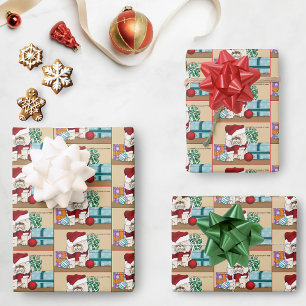 Feuille De Papier Cadeau Chat de Noël Perse