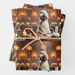 Feuille De Papier Cadeau Chat de Siamese en Spa