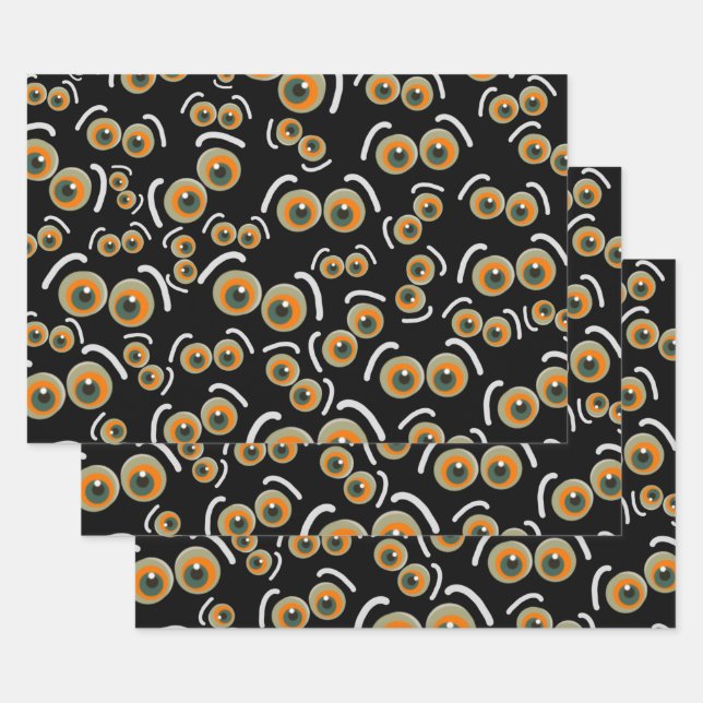 Feuille De Papier Cadeau Chat effrayant Halloween Boo Eyes Bat (Lot)