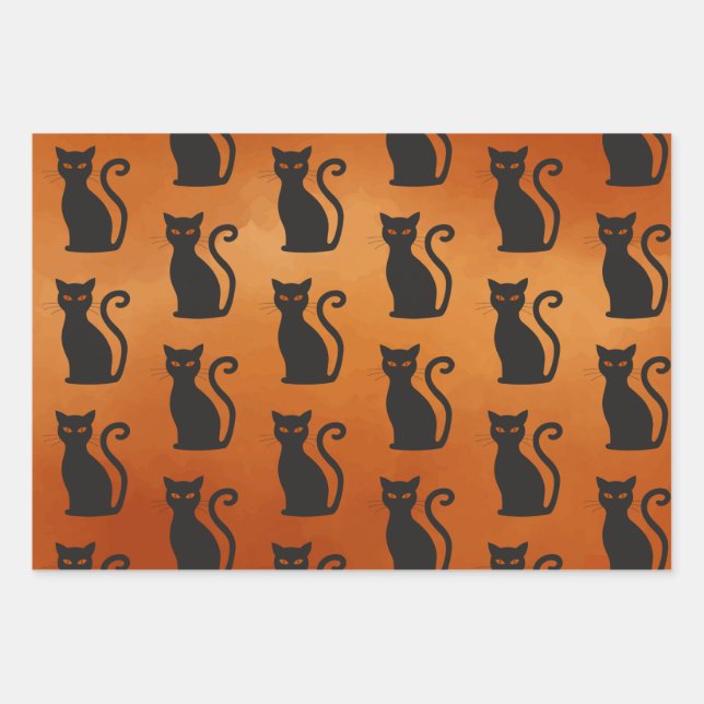 Feuille De Papier Cadeau Chat noir (Devant)