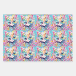 Feuille De Papier Cadeau Chatons arc-en-ciel