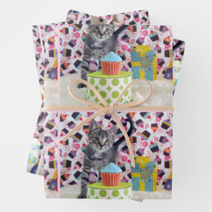 Feuille De Papier Cadeau Chatons ! (chats) L'anniversaire de Buffington et 