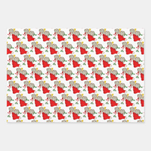 Feuille De Papier Cadeau Chatons de Noël et chiots