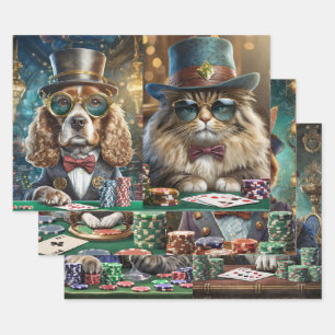 Feuille De Papier Cadeau Chats & Chiens Jouer Poker, Salon