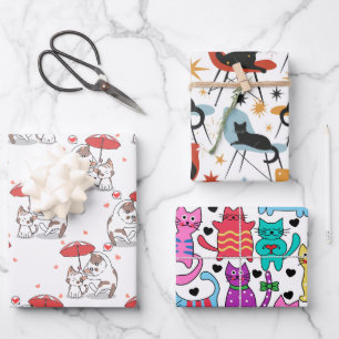 Feuille De Papier Cadeau Chats en train de jouer