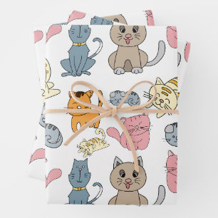 Feuille De Papier Cadeau Chats et chatons mignons et amusants