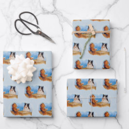 Feuille De Papier Cadeau Chats Jouer Poker Jeu Fumer Cigar