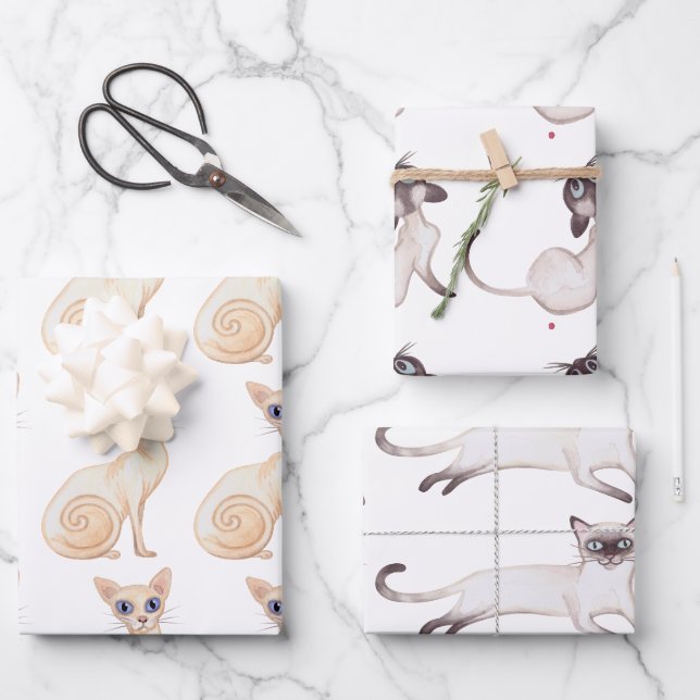 Feuille De Papier Cadeau Chats mignons (Recto)