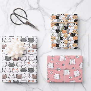 Feuille De Papier Cadeau chats mignons motif de vie
