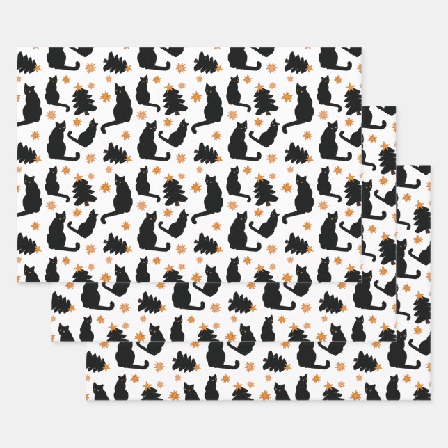 Feuille De Papier Cadeau Chats noirs (Lot)