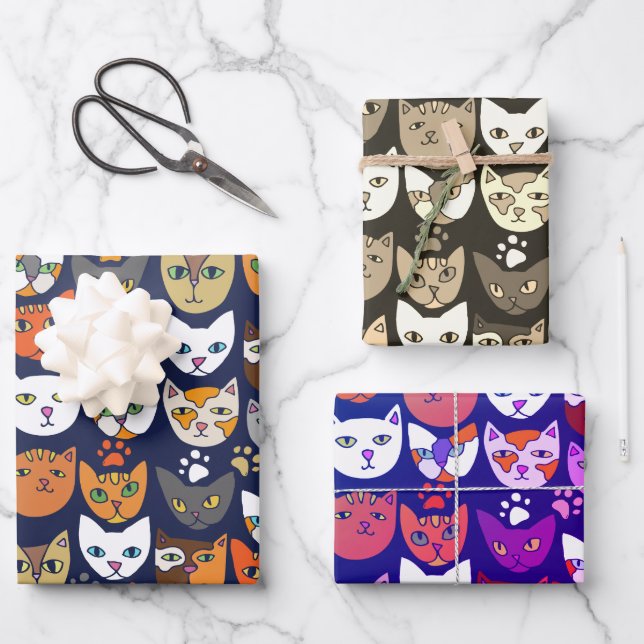 Feuille De Papier Cadeau Chats Partout Chat Personne (Recto)