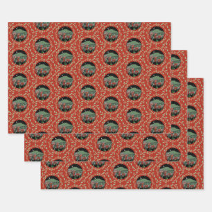 Feuille De Papier Cadeau Chattanooga Vacances Wreath Cadeau Envelopper 3 fe