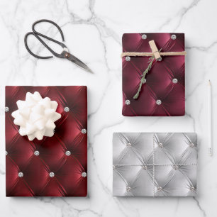 Feuille De Papier Cadeau Chaud Rouge Bourgogne Faux Velvet