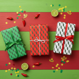 Feuille De Papier Cadeau CHAUD & SPICY Jalapeño Chili Peppers Motif
