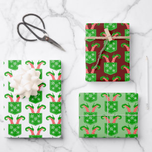 Feuille De Papier Cadeau Chaussures Elf en Trio Poche