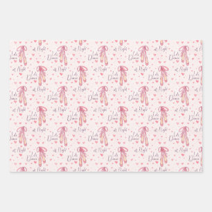 Feuille De Papier Cadeau Chaussures et coeurs de ballet