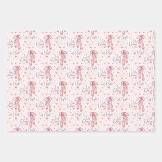 Feuille De Papier Cadeau Chaussures et coeurs de ballet