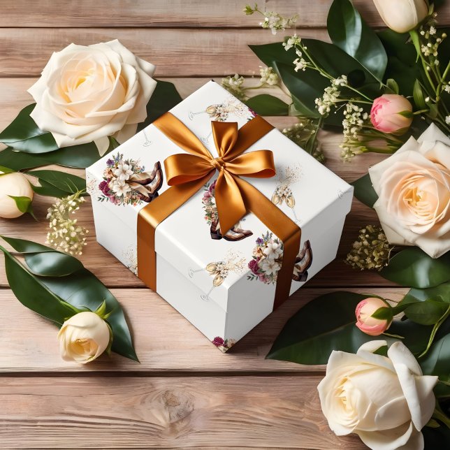 Feuille De Papier Cadeau Chaussures et pétillant Mariage Bohème occidental (Créateur téléchargé)