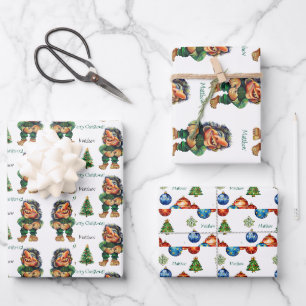 Feuille De Papier Cadeau Cheeky Christmas Troll et Tree Delight