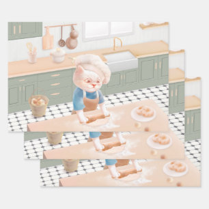 Feuille De Papier Cadeau Chef cuisinier Cuisson dans la cuisine