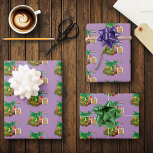 Feuille De Papier Cadeau Chef pâtissier Dragon Vert