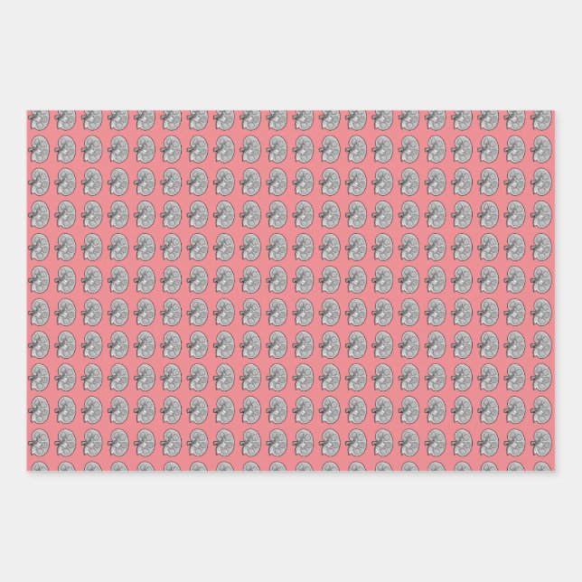 Feuille De Papier Cadeau Chemins, couleur rose, (Devant)