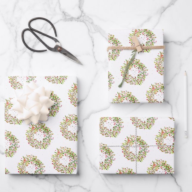 Feuille De Papier Cadeau Chemise de Noël aquarelle élégance tendance (Recto)