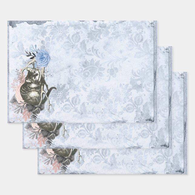 Feuille De Papier Cadeau Cheshire Cat Alice au Pays des merveilles Bleu (Lot)