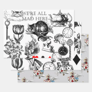 Feuille De Papier Cadeau Cheshire Chat classique alice au merveilleux fou