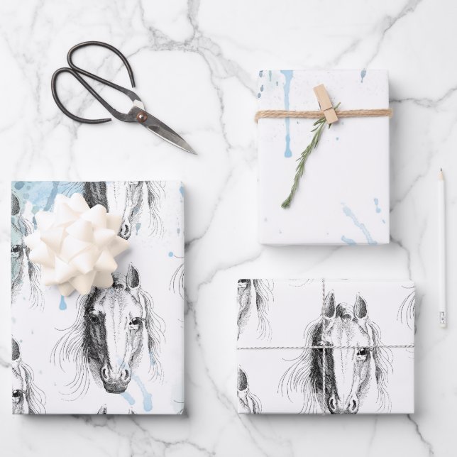 Feuille De Papier Cadeau Cheval (Recto)