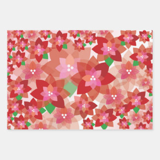 Feuille De Papier Cadeau Chevauchement de Poinsettias