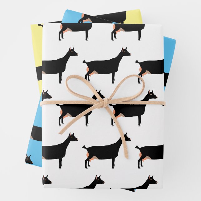 Feuille De Papier Cadeau Chèvre laitière noire (En situation)