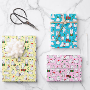 Feuille De Papier Cadeau Chèvres festives à Noël