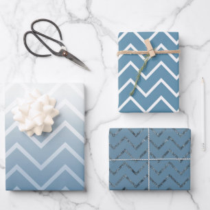 Feuille De Papier Cadeau Chevron blanc ciel bleu